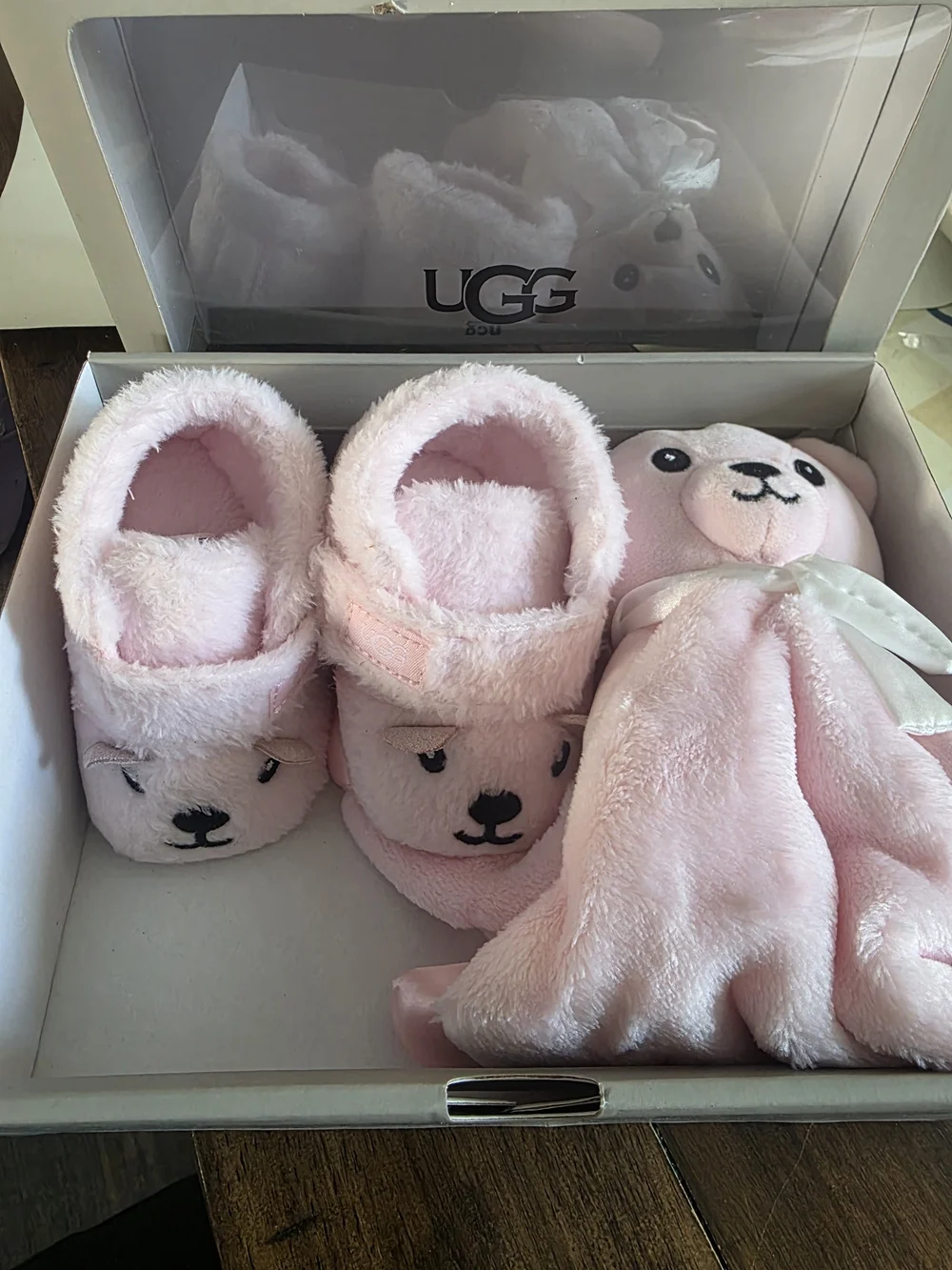 UGG Pink Baby Bear Stuffie Gift Box